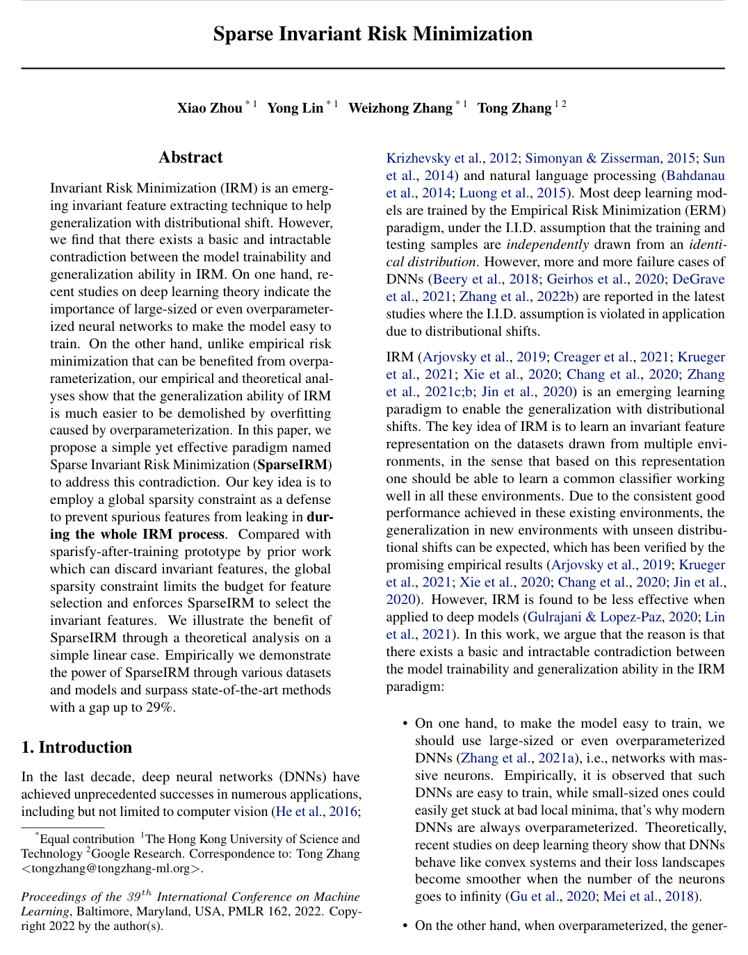 Sparse Invariant Risk Minimization