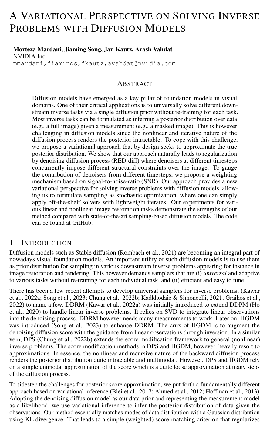 A Variational Perspective on Solving Inverse Problems with Diffusion Models