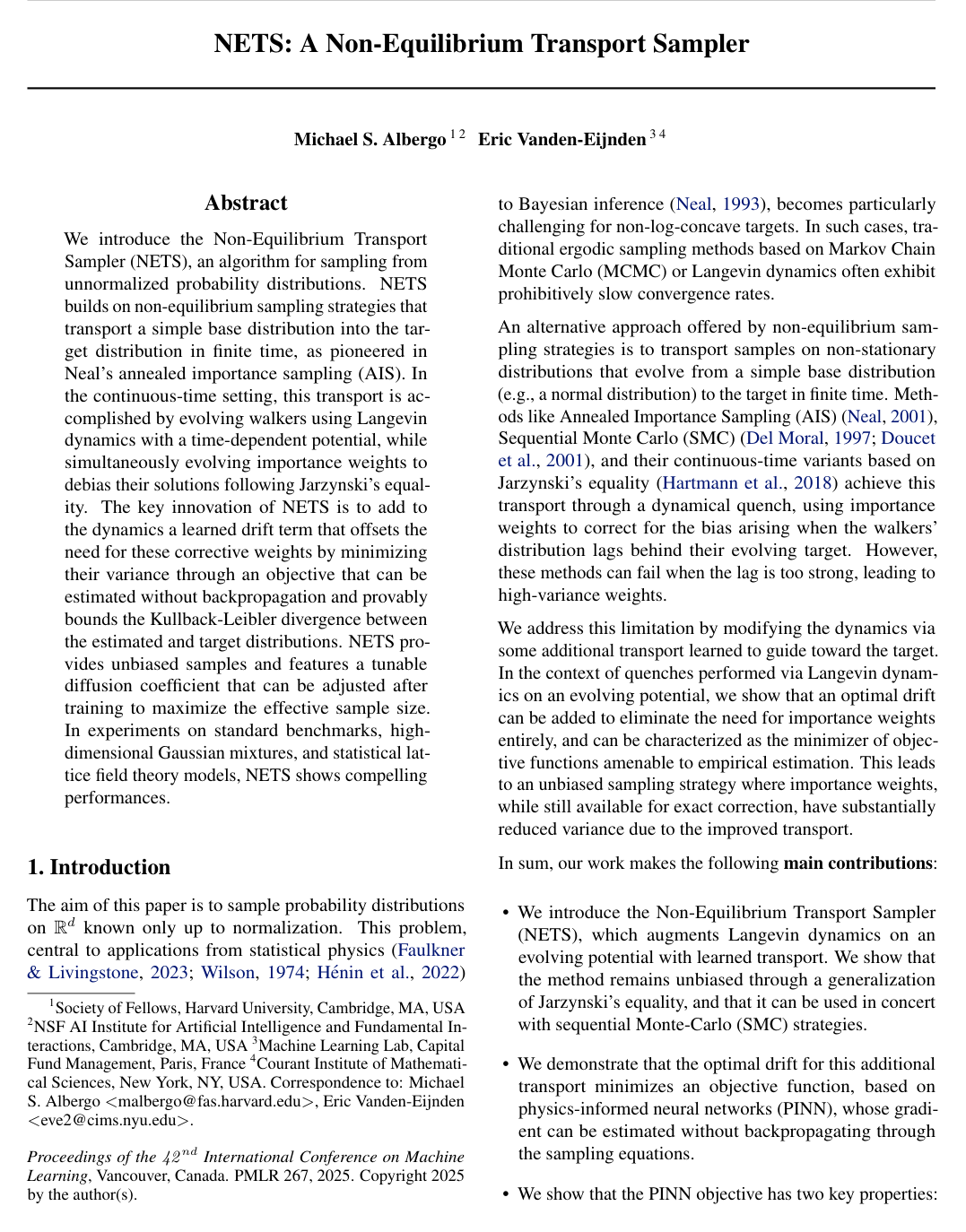 Cover for NETS: A Non-equilibrium Transport Sampler