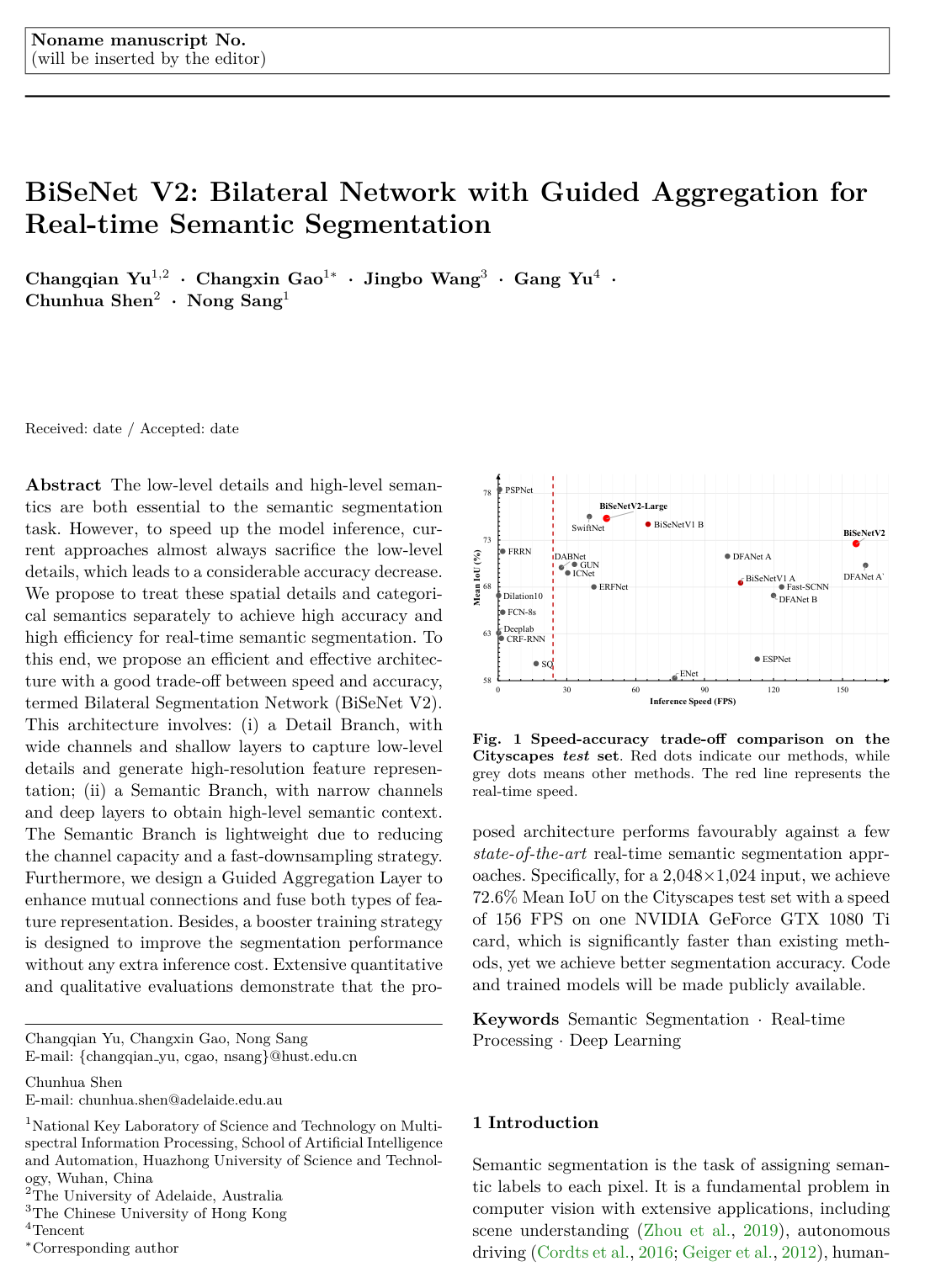 BiSeNet V2: Bilateral Network with Guided Aggregation for Real-Time Semantic Segmentation