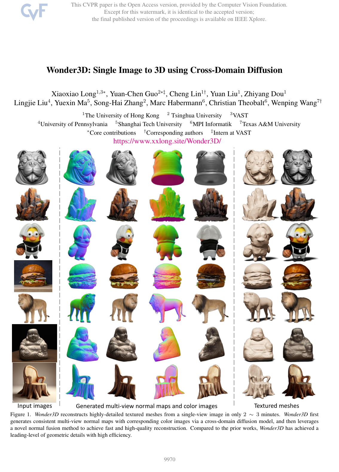 Wonder3D: Single Image to 3D Using Cross-Domain Diffusion
