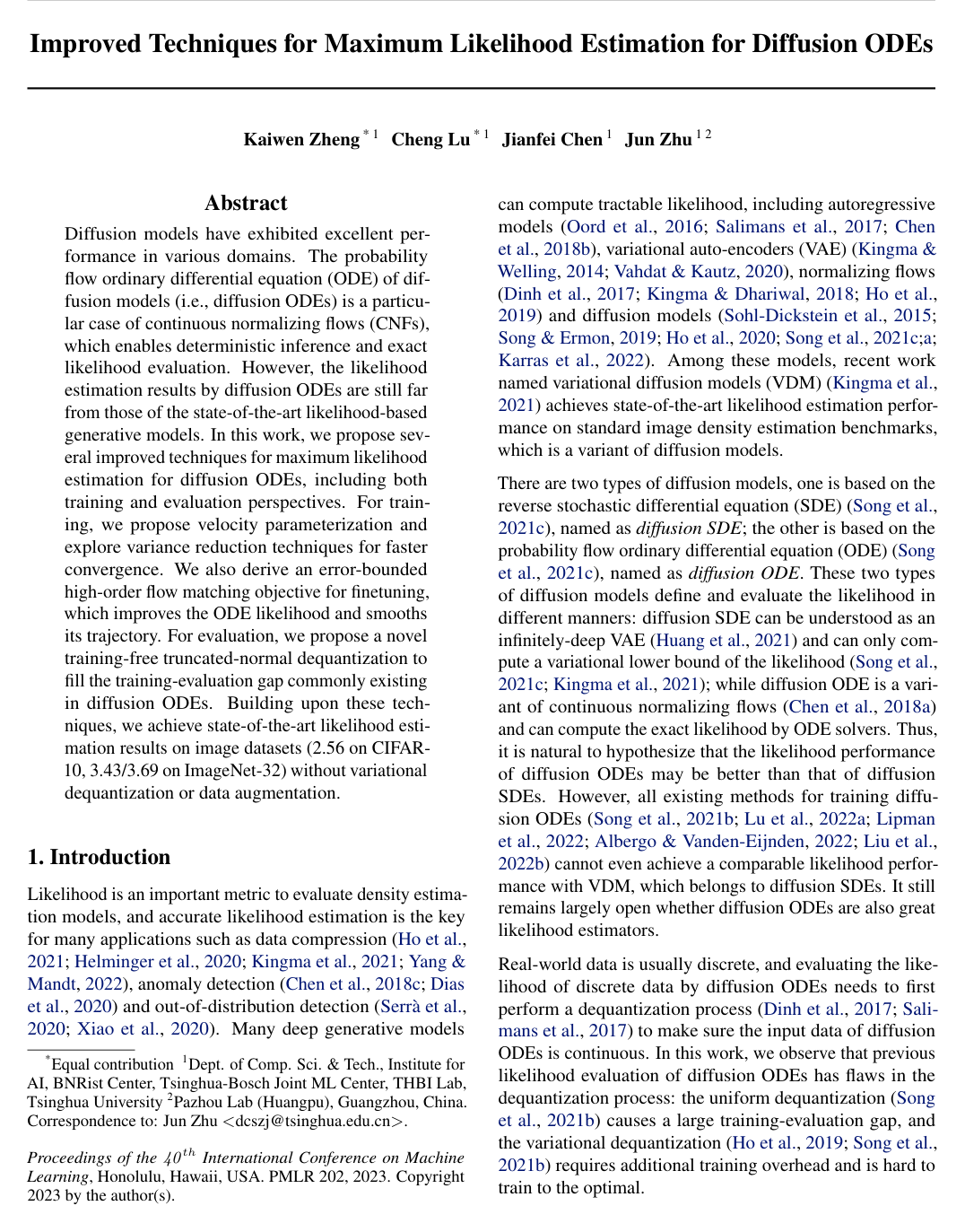 Improved Techniques for Maximum Likelihood Estimation for Diffusion ODEs