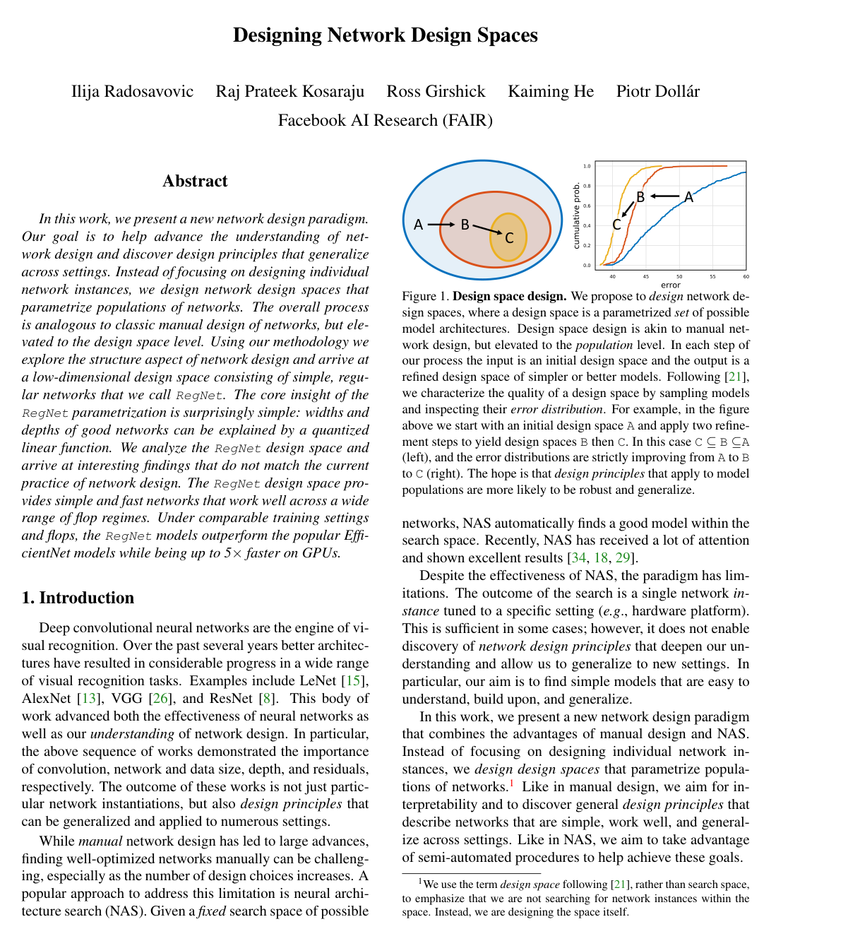 Cover for Designing Network Design Spaces