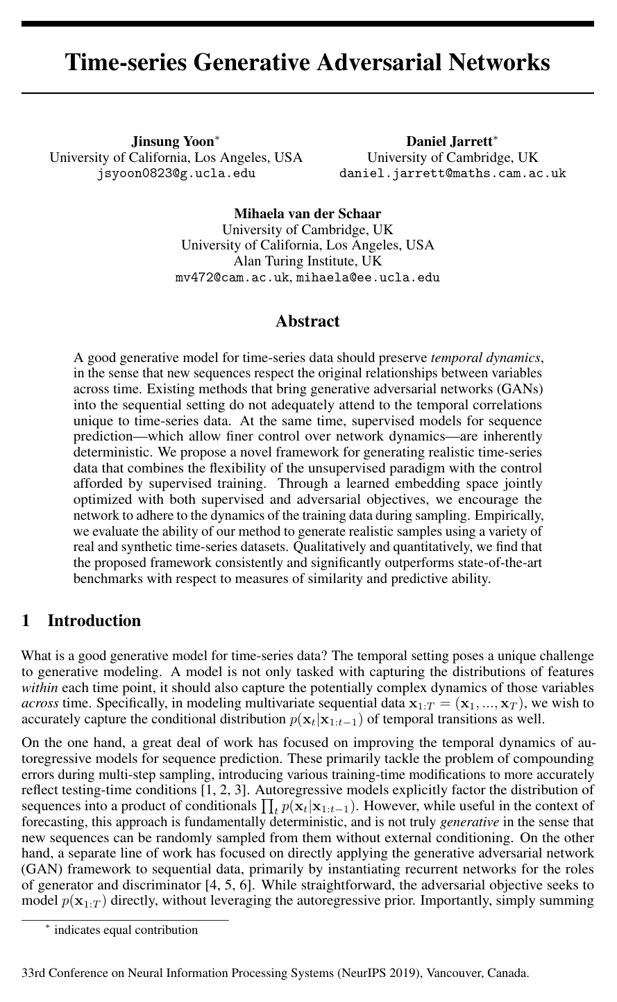 Time-series Generative Adversarial Networks