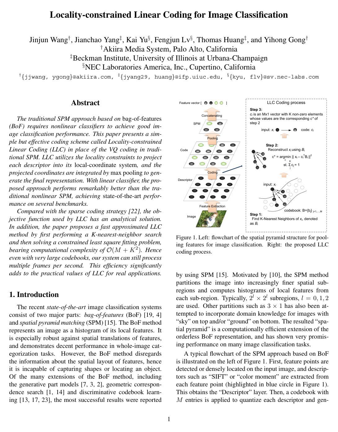 Locality-constrained Linear Coding for image classification