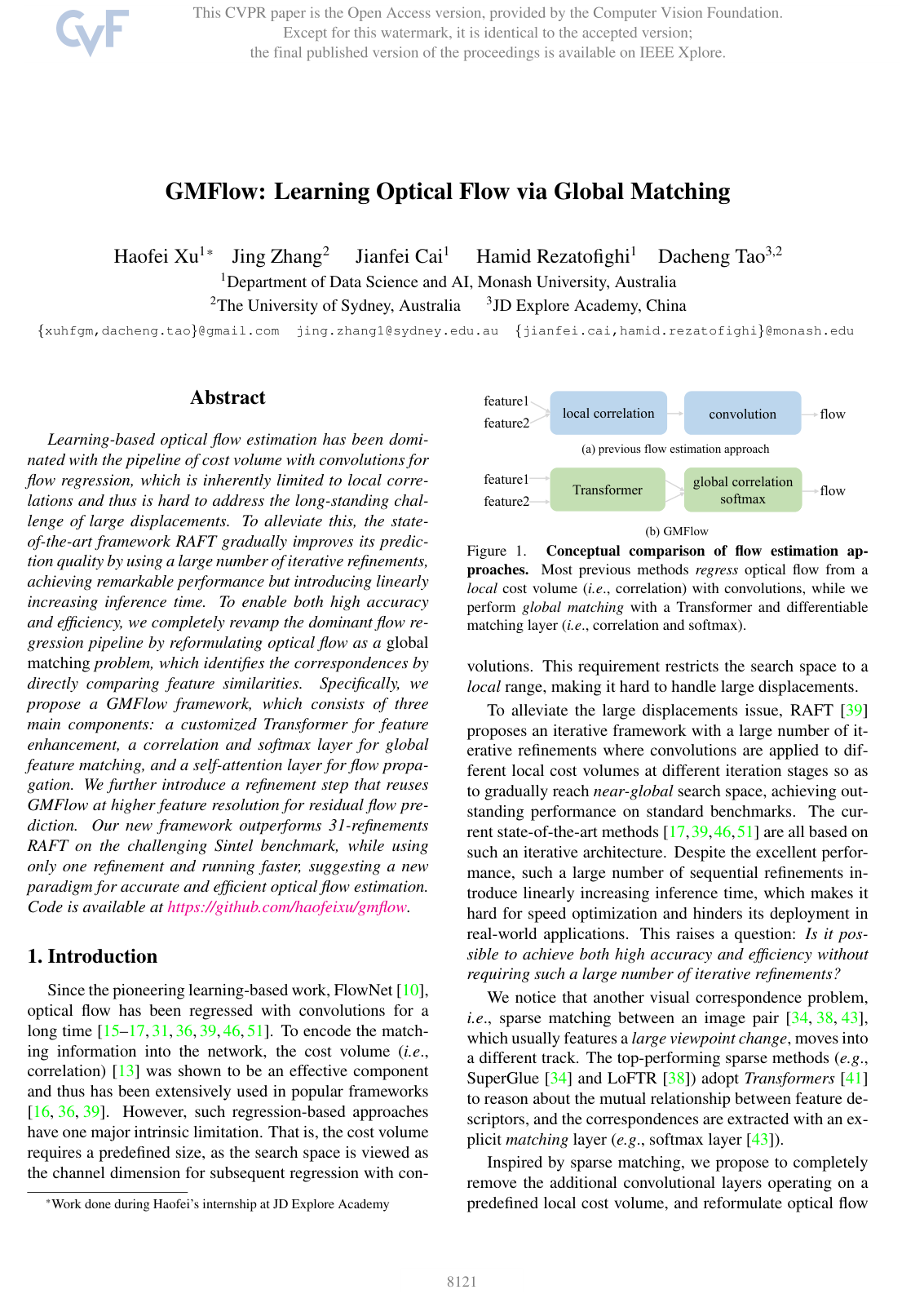Cover for GMFlow: Learning Optical Flow via Global Matching
