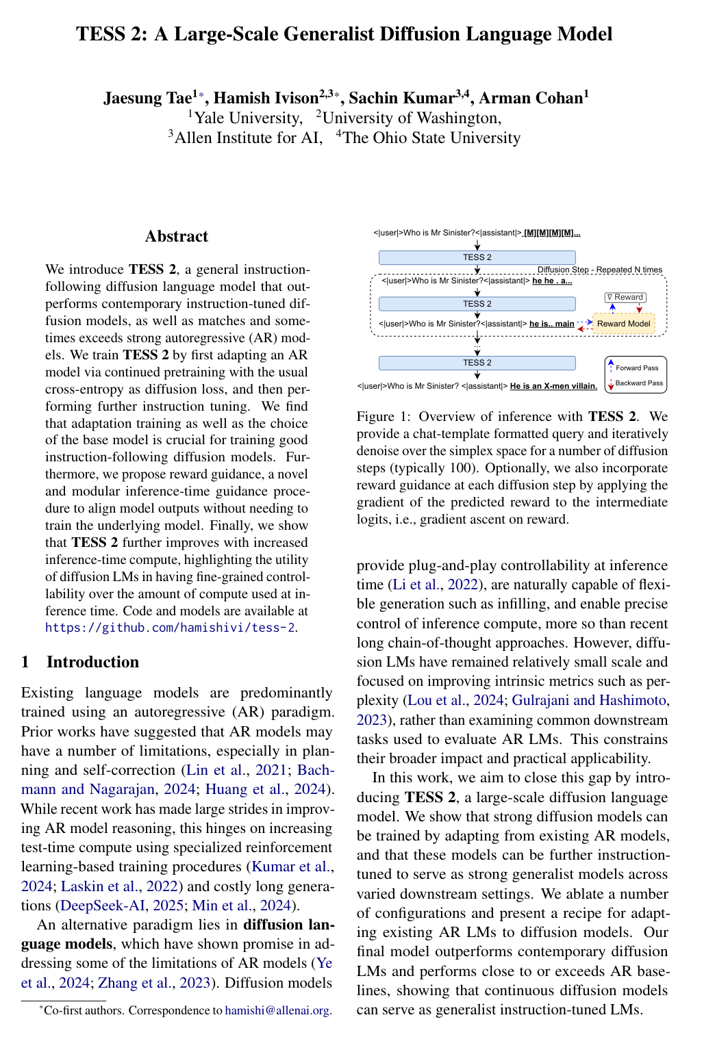 TESS 2: A Large-Scale Generalist Diffusion Language Model