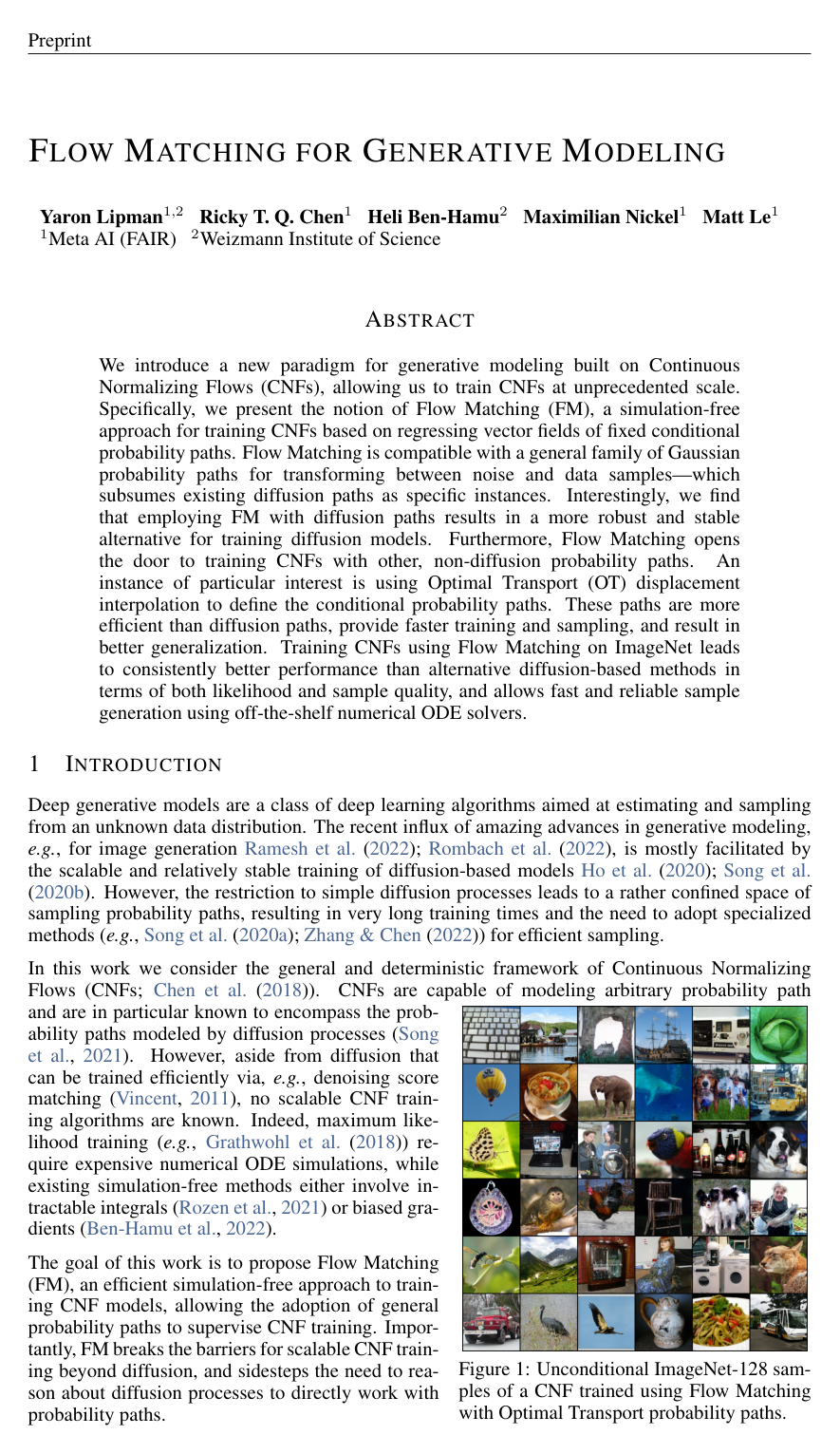 Flow Matching for Generative Modeling