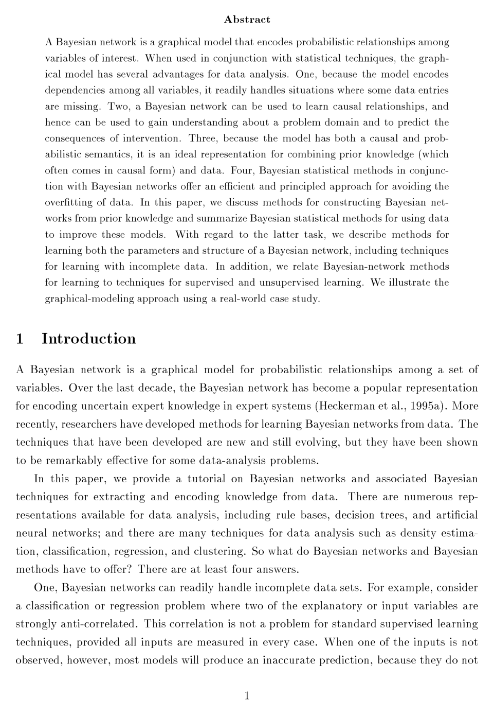 A Tutorial on Learning with Bayesian Networks