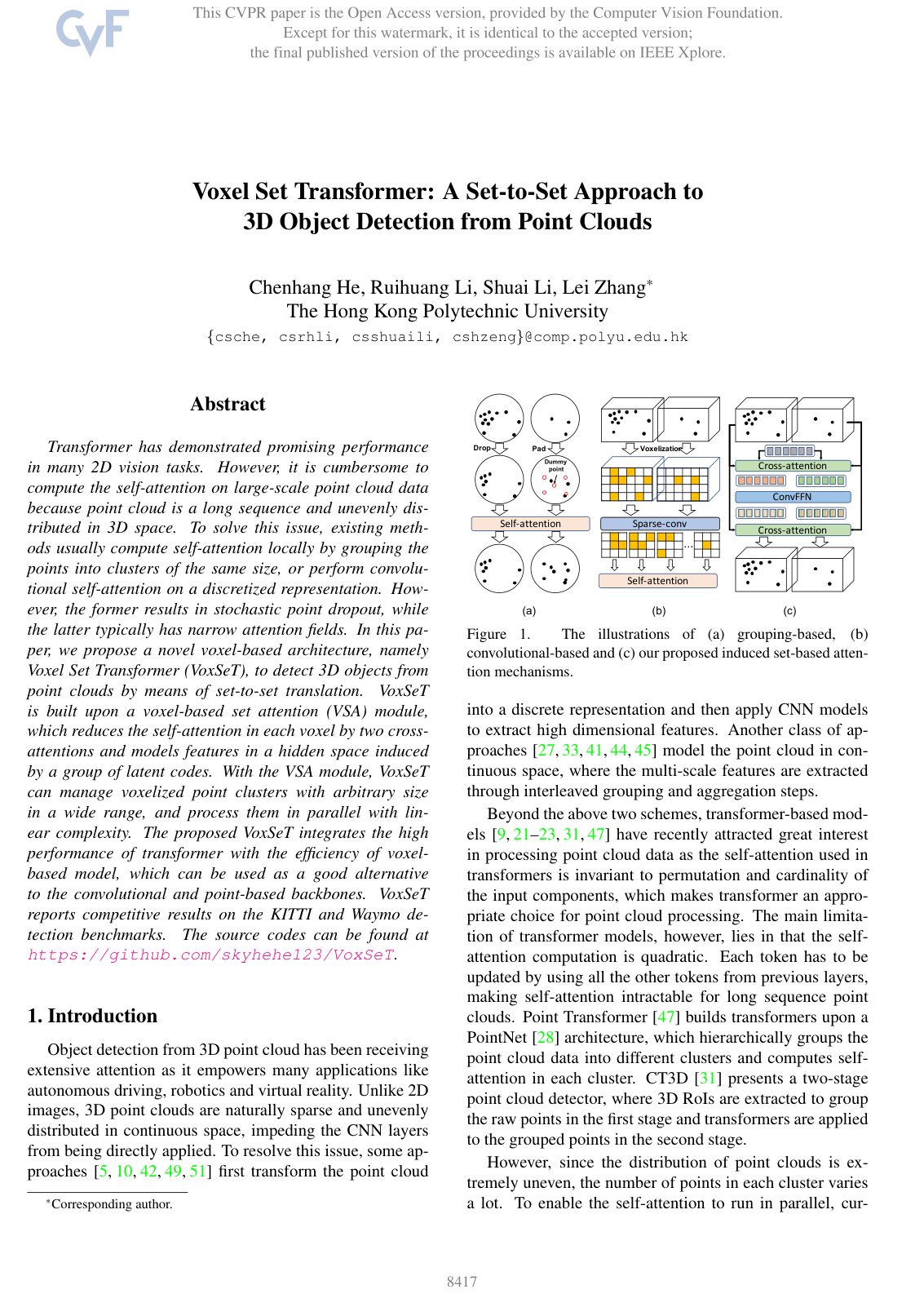 Voxel Set Transformer: A Set-to-Set Approach to 3D Object Detection from Point Clouds