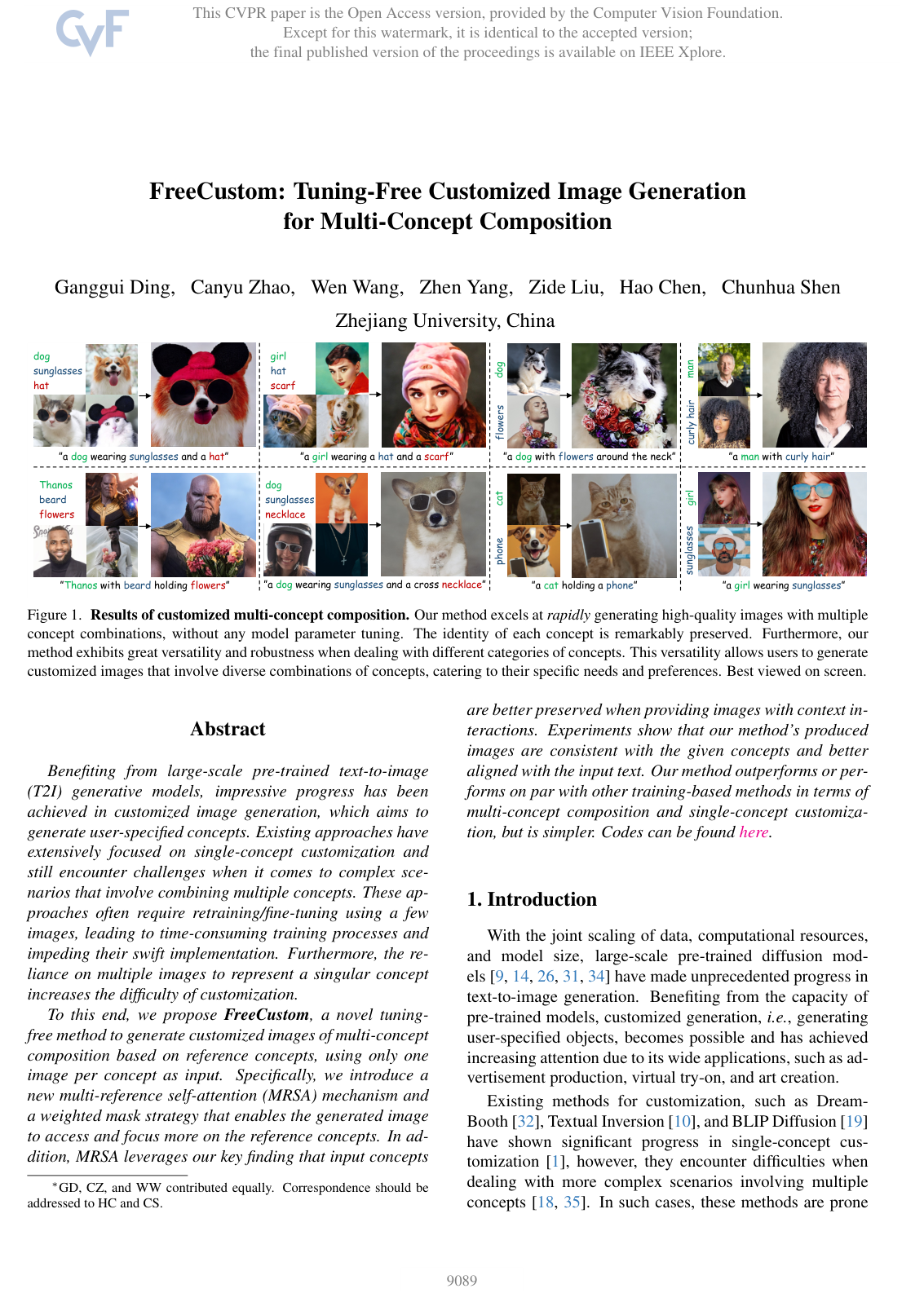 FreeCustom: Tuning-Free Customized Image Generation for Multi-Concept Composition