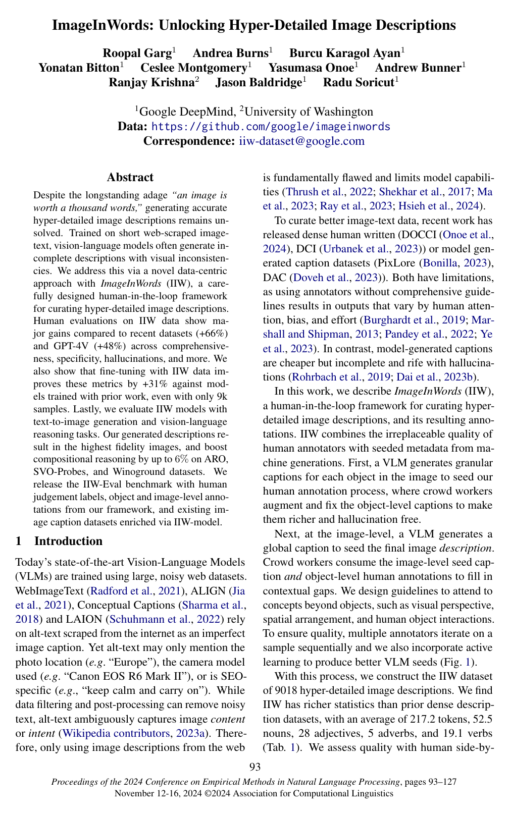 ImageInWords: Unlocking Hyper-Detailed Image Descriptions