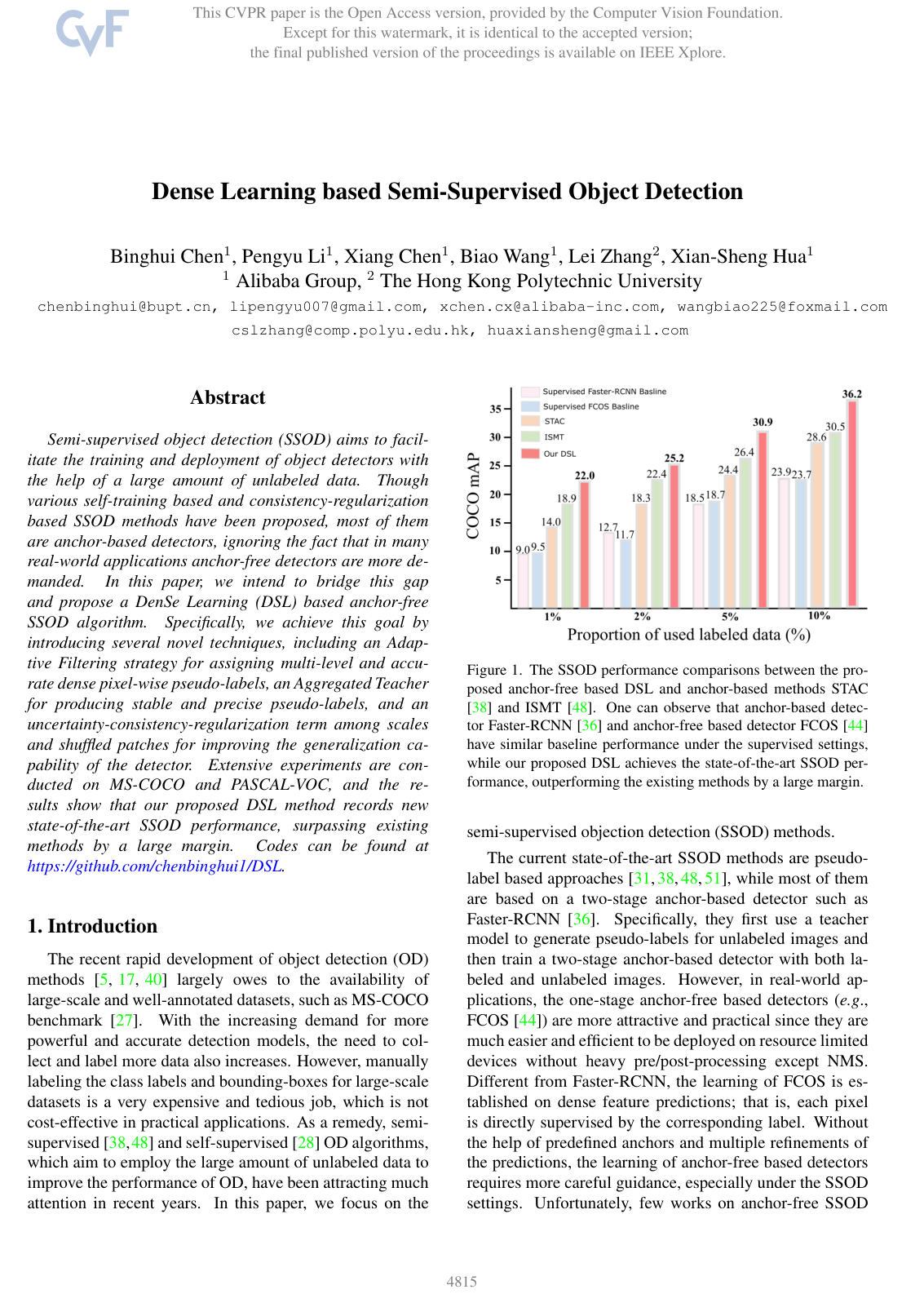 Dense Learning based Semi-Supervised Object Detection