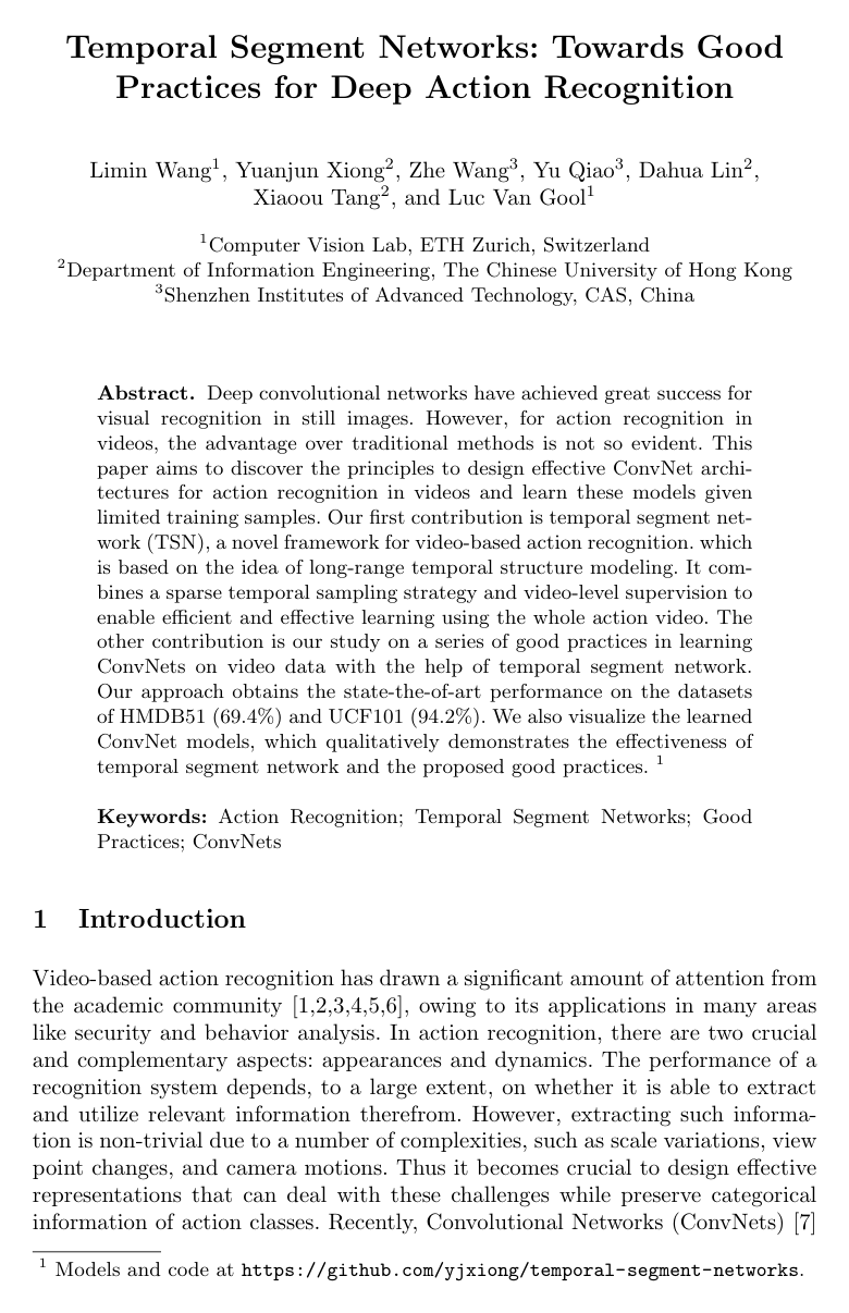 Temporal Segment Networks: Towards Good Practices for Deep Action Recognition