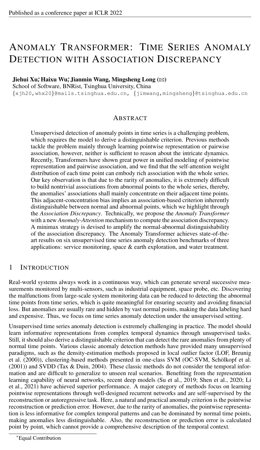 Anomaly Transformer: Time Series Anomaly Detection with Association Discrepancy