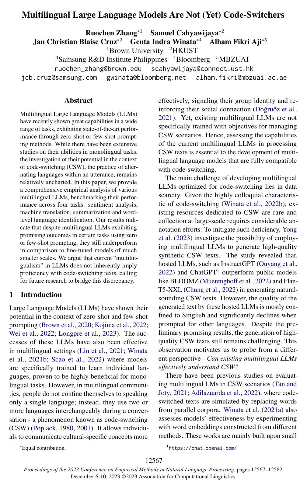Multilingual Large Language Models Are Not (Yet) Code-Switchers