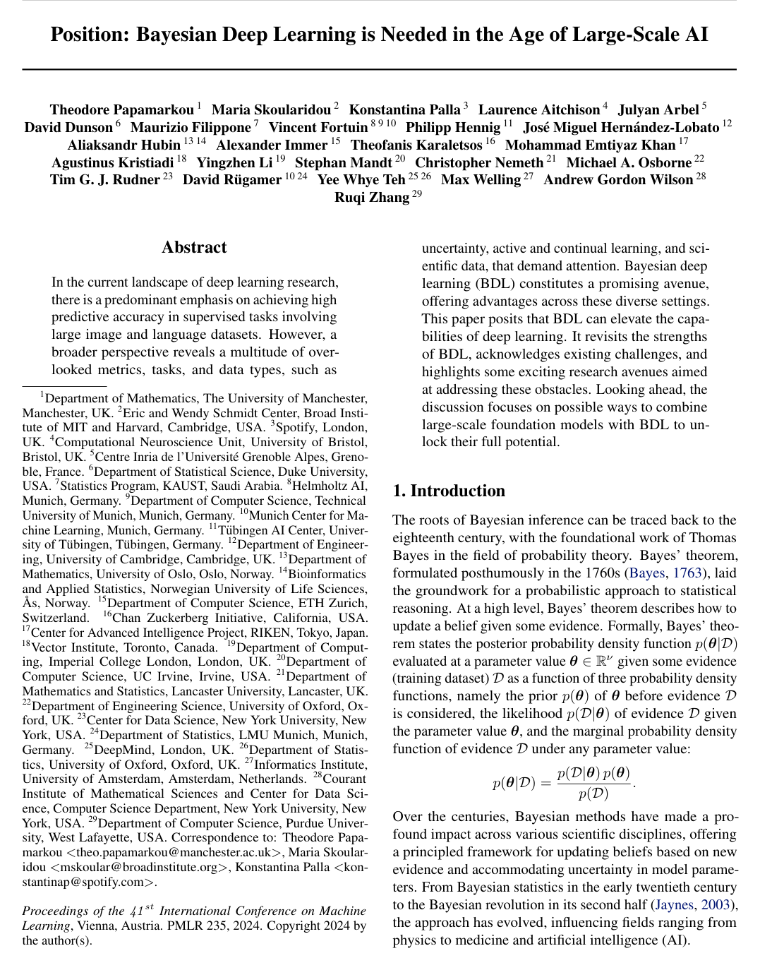 Position: Bayesian Deep Learning is Needed in the Age of Large-Scale AI