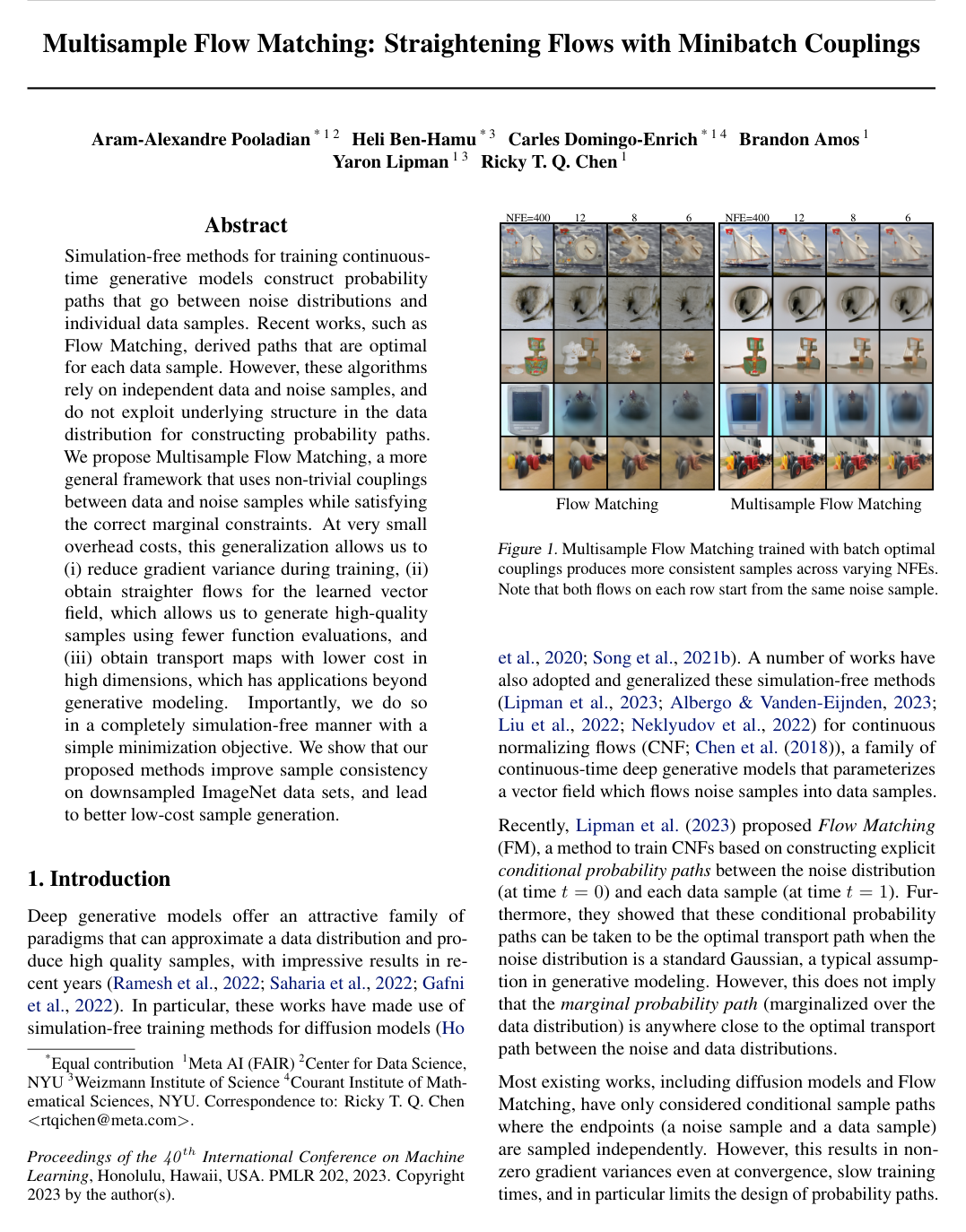 Cover for Multisample Flow Matching: Straightening Flows with Minibatch Couplings