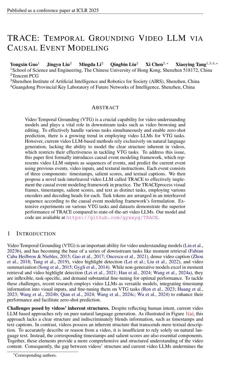 Cover for TRACE: Temporal Grounding Video LLM via Causal Event Modeling