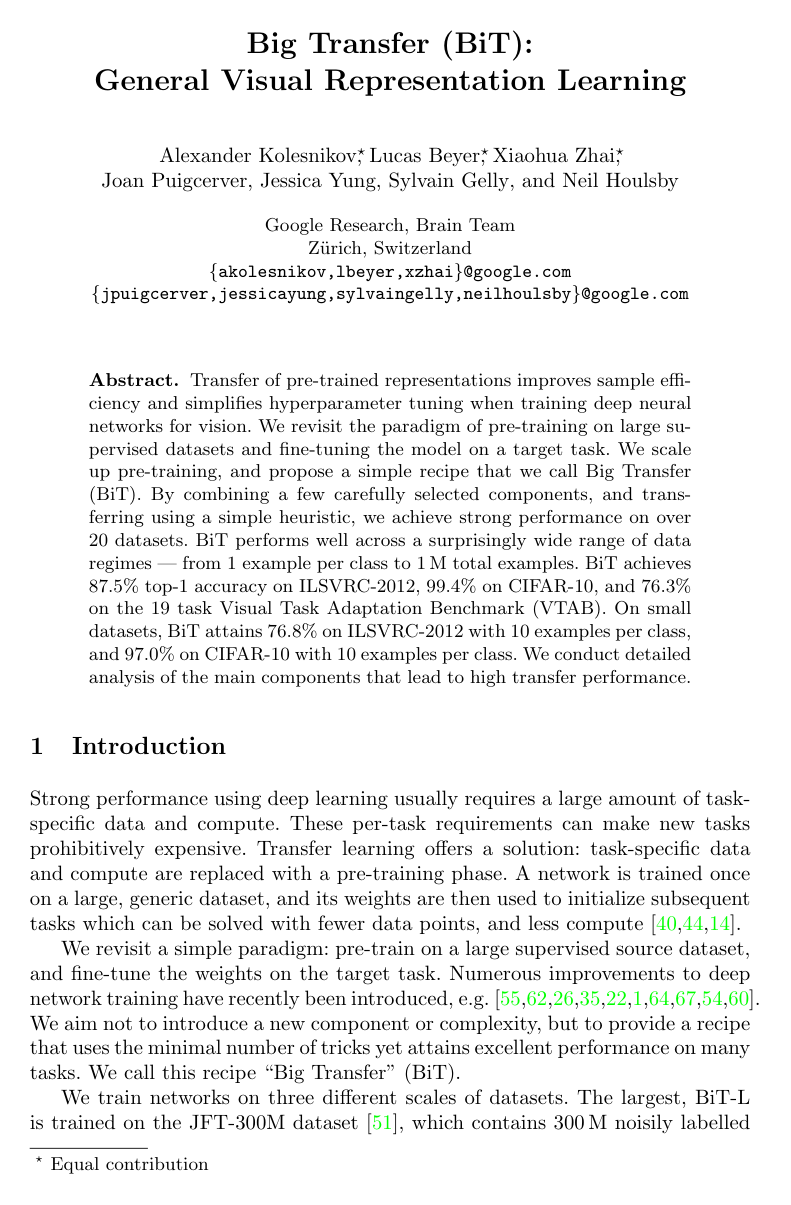 Cover for Big Transfer (BiT): General Visual Representation Learning