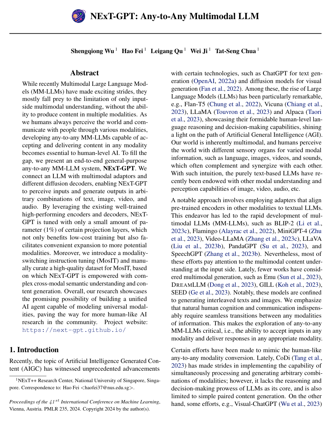 NExT-GPT: Any-to-Any Multimodal LLM