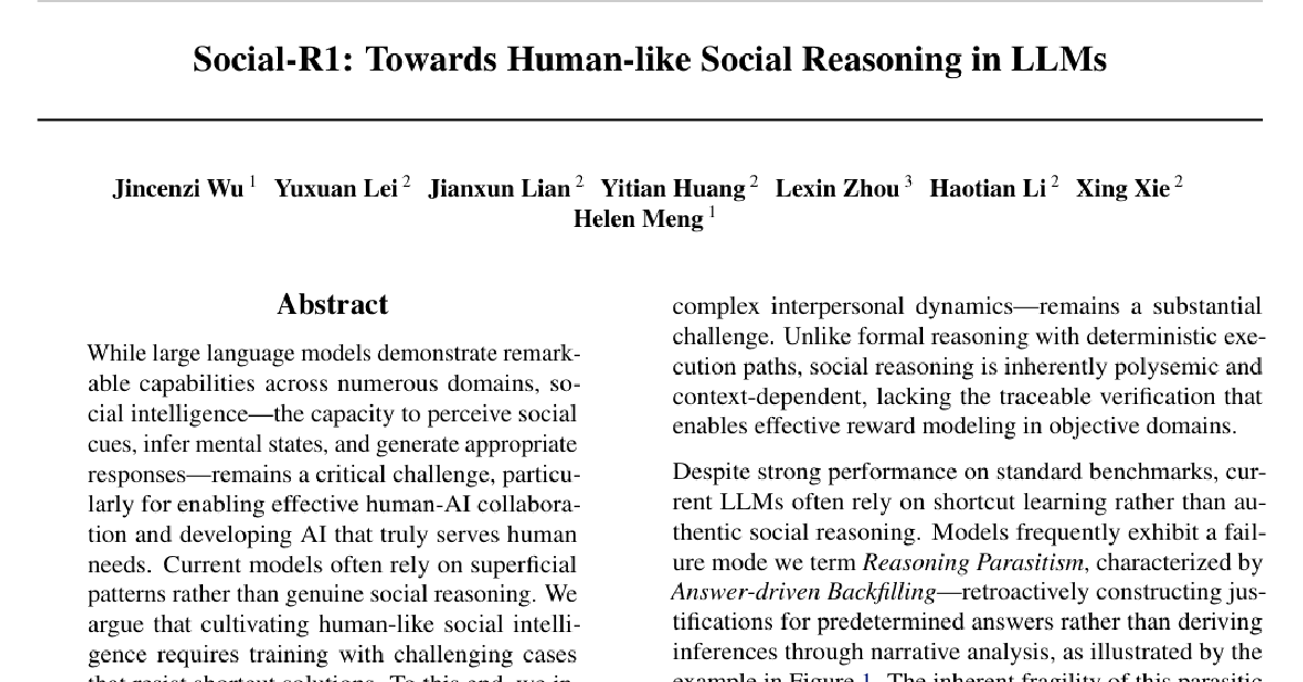 Social-R1: Towards Human-like Social Reasoning in LLMs cover