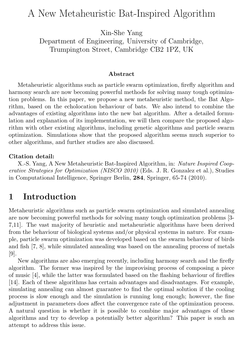 A New Metaheuristic Bat-Inspired Algorithm