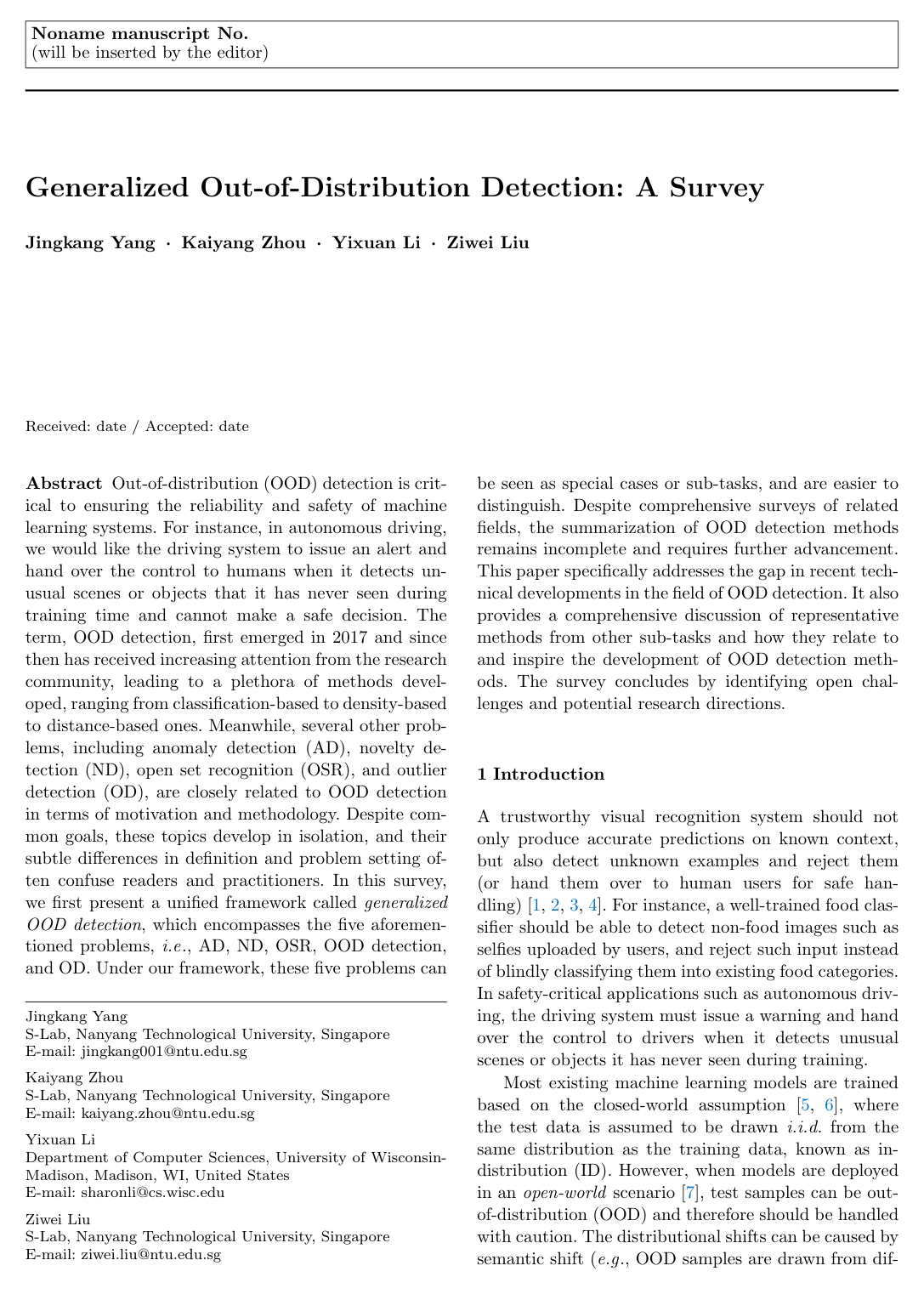 Cover for Generalized Out-of-Distribution Detection: A Survey