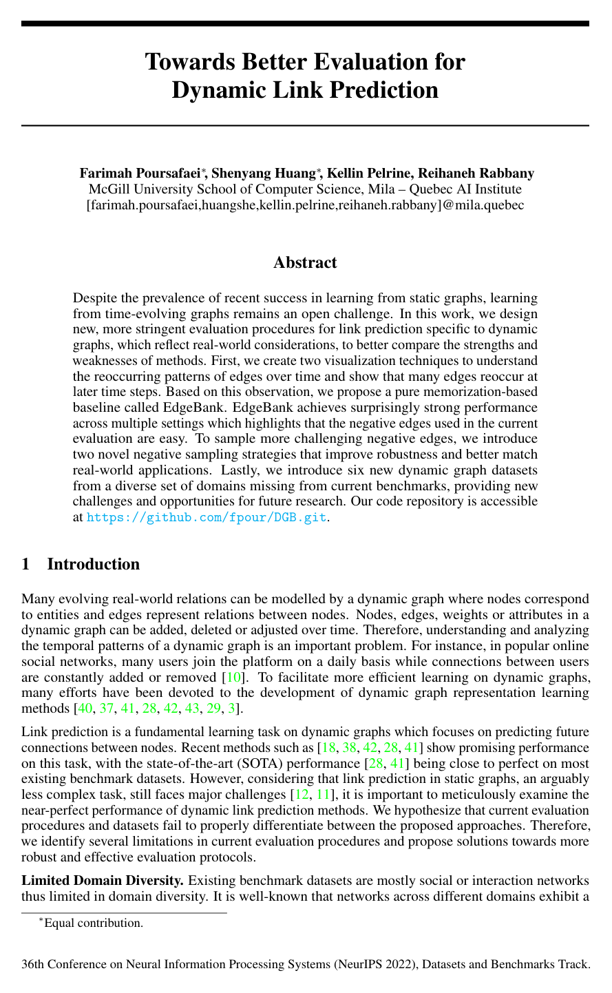 Towards Better Evaluation for Dynamic Link Prediction