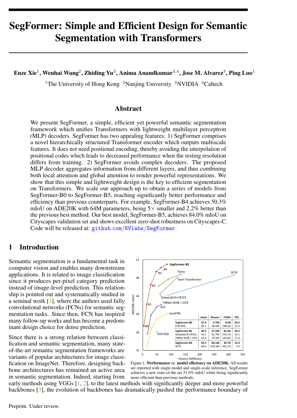 SegFormer: Simple and Efficient Design for Semantic Segmentation with Transformers