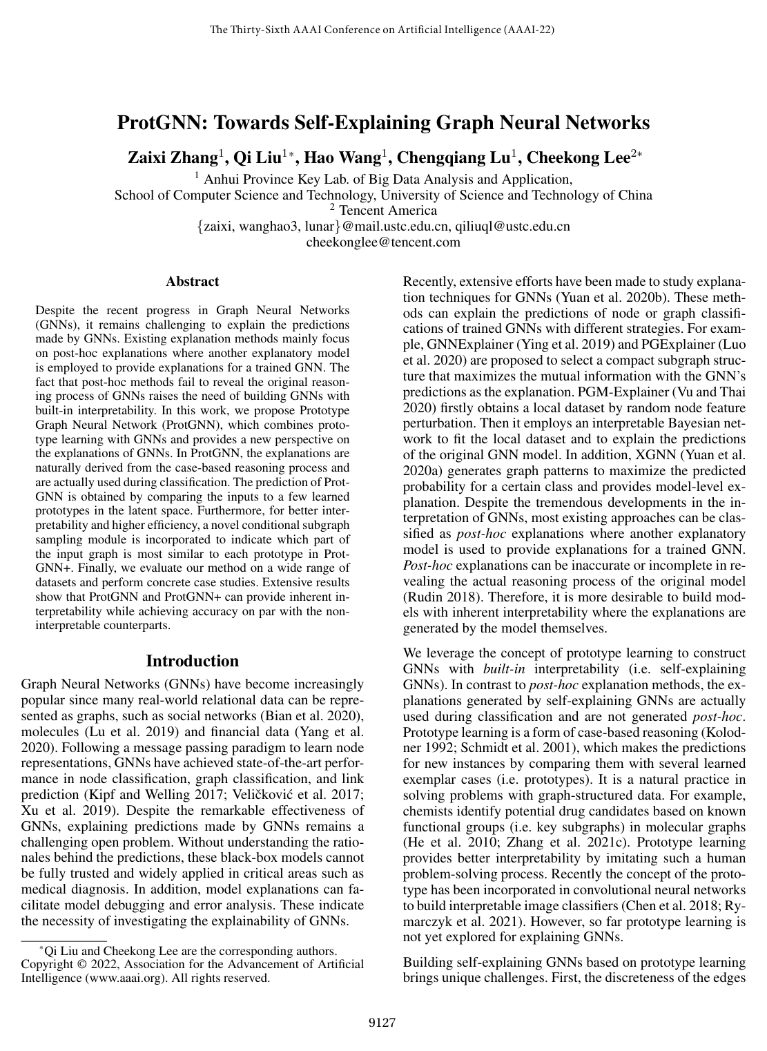 ProtGNN: Towards Self-Explaining Graph Neural Networks