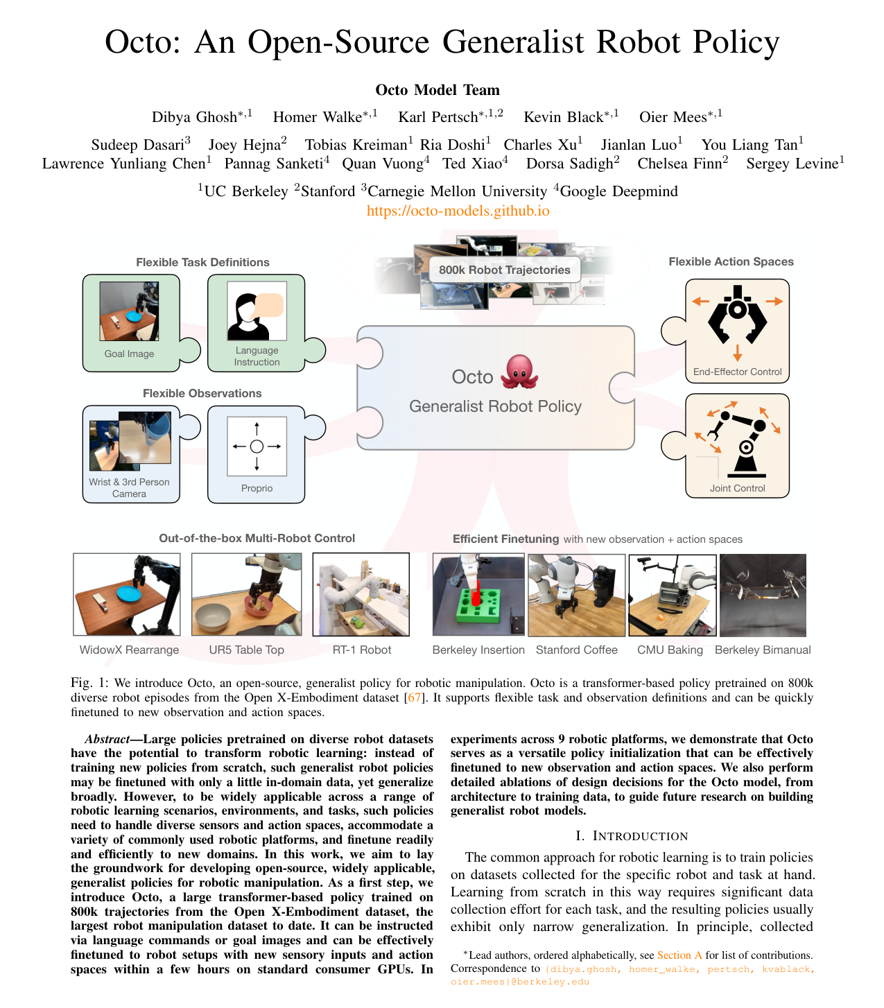 Cover for Octo: An Open-Source Generalist Robot Policy