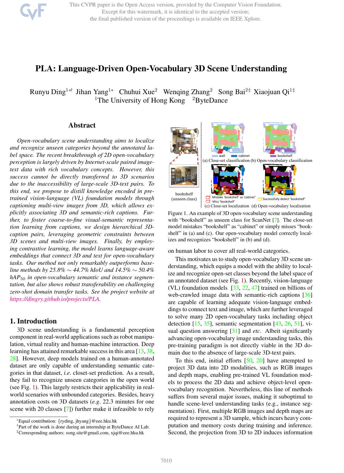 PLA: Language-Driven Open-Vocabulary 3D Scene Understanding