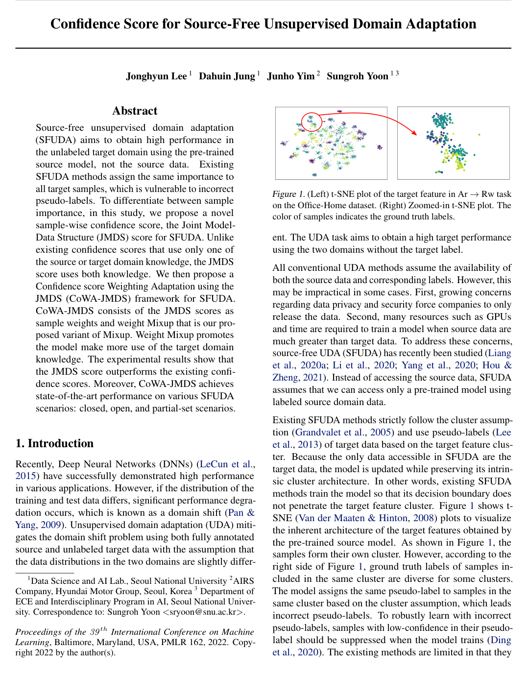 Cover for Confidence Score for Source-Free Unsupervised Domain Adaptation