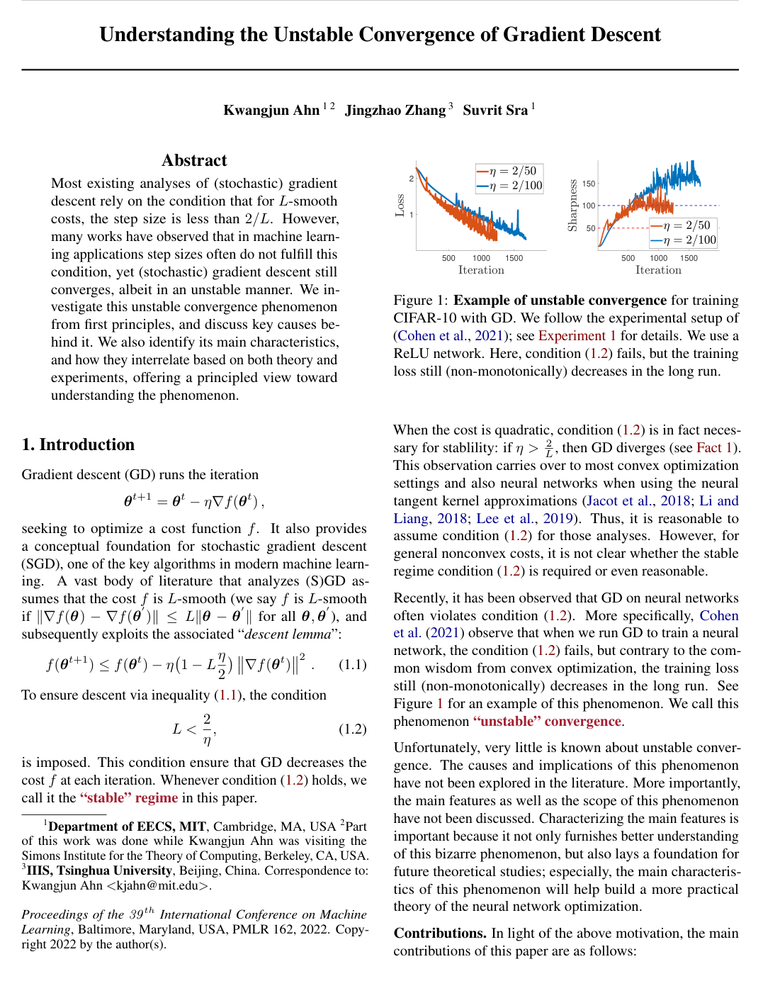 Cover for Understanding the unstable convergence of gradient descent