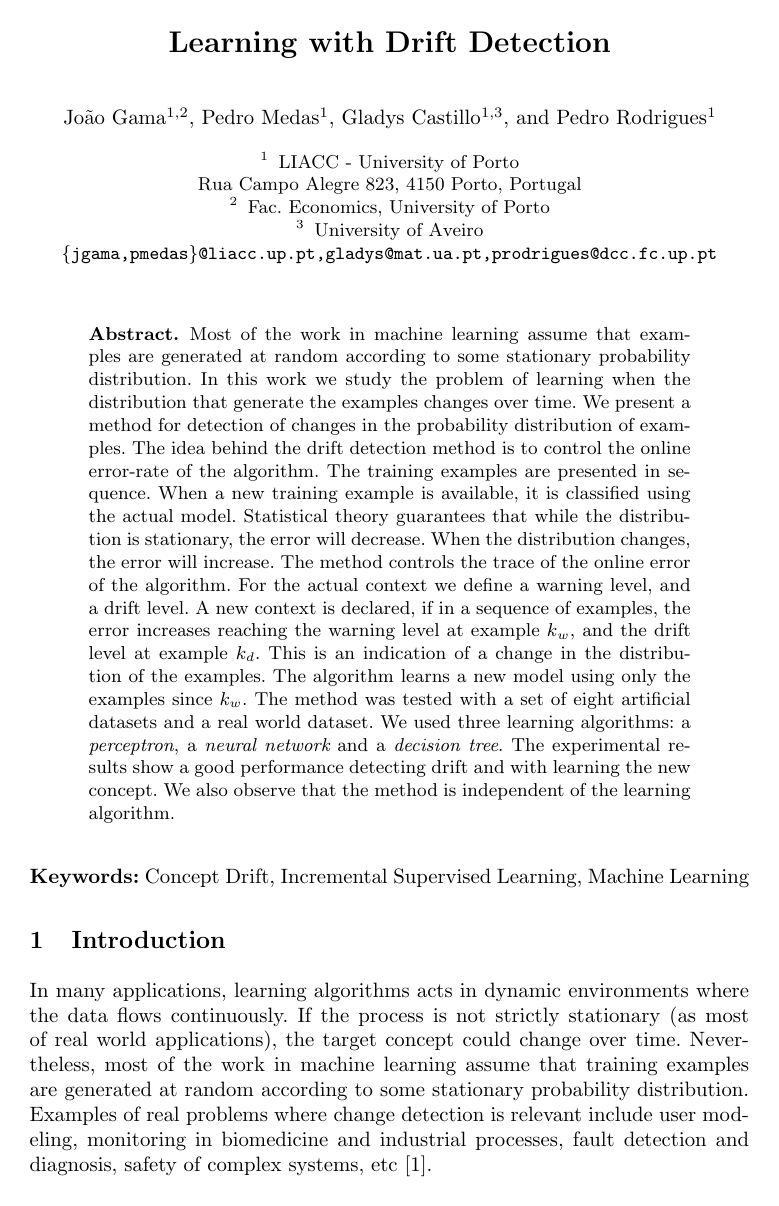 Learning with Drift Detection