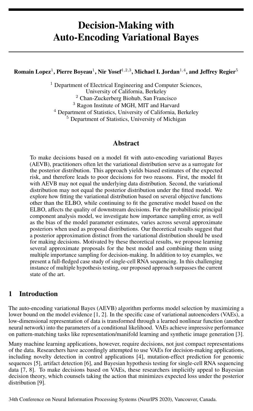 Decision-Making with Auto-Encoding Variational Bayes
