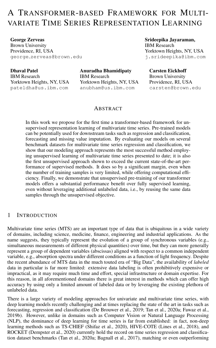 A Transformer-based Framework for Multivariate Time Series Representation Learning