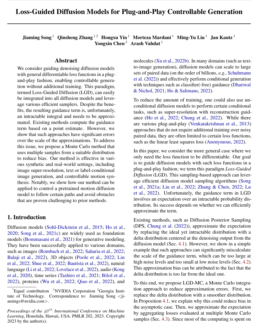 Cover for Loss-Guided Diffusion Models for Plug-and-Play Controllable Generation