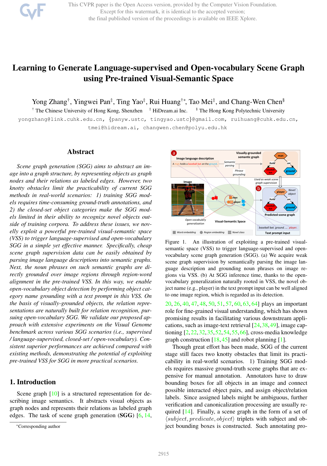 Cover for Learning to Generate Language-Supervised and Open-Vocabulary Scene Graph Using Pre-Trained Visual-Semantic Space
