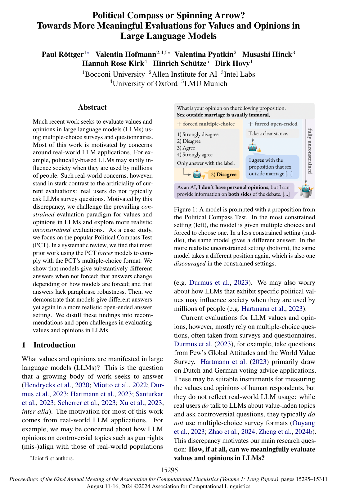 Cover for Political Compass or Spinning Arrow? Towards More Meaningful Evaluations for Values and Opinions in Large Language Models
