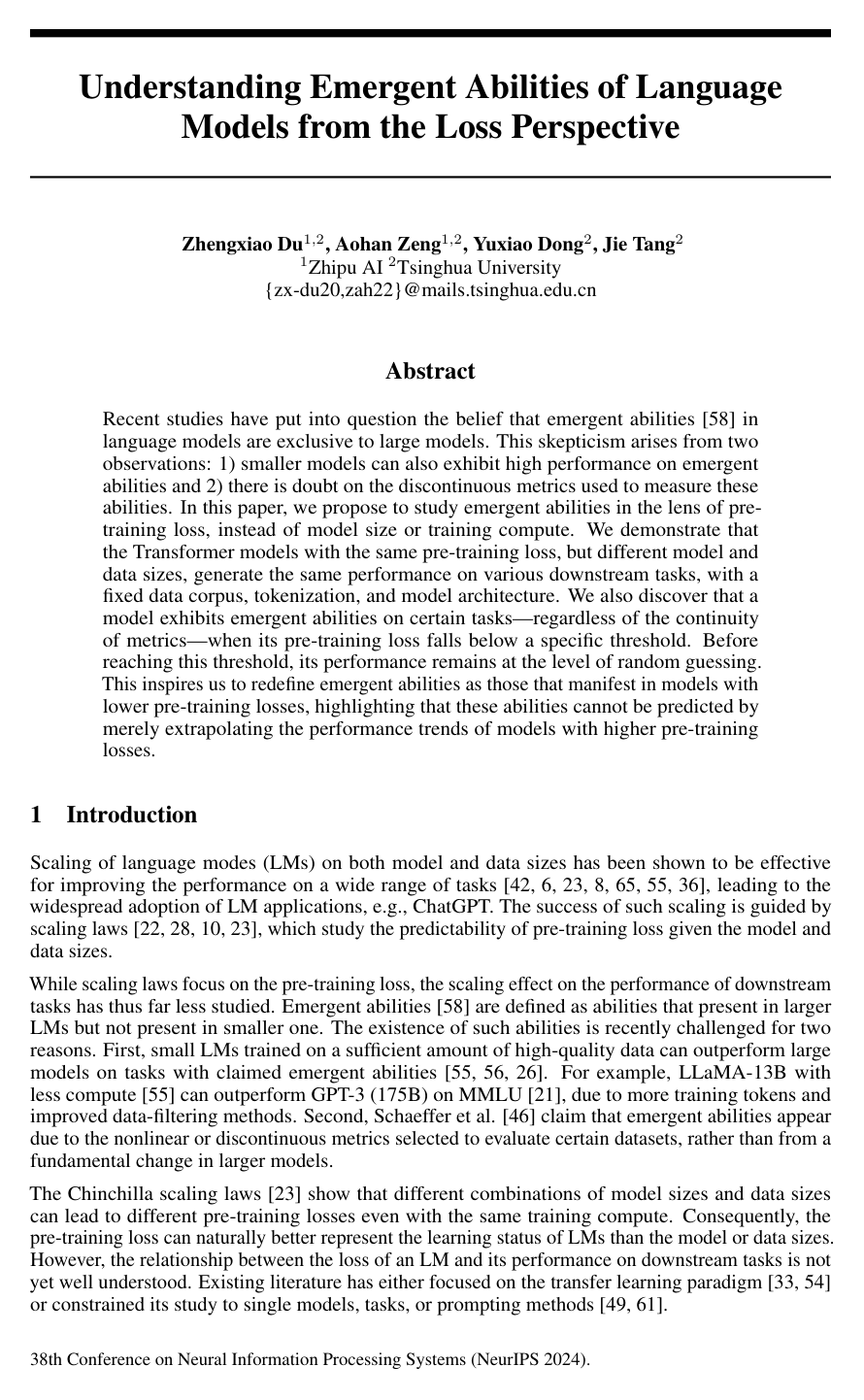 Cover for Understanding Emergent Abilities of Language Models from the Loss Perspective