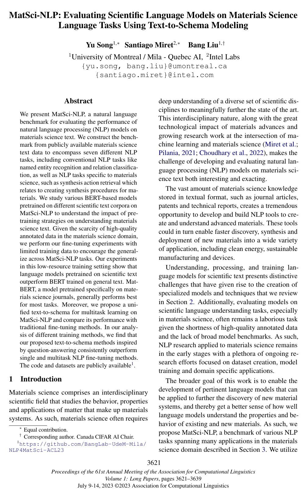 MatSci-NLP: Evaluating Scientific Language Models on Materials Science Language Tasks Using Text-to-Schema Modeling