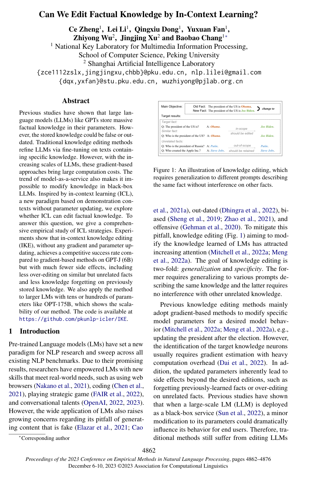 Cover for Can We Edit Factual Knowledge by In-Context Learning?