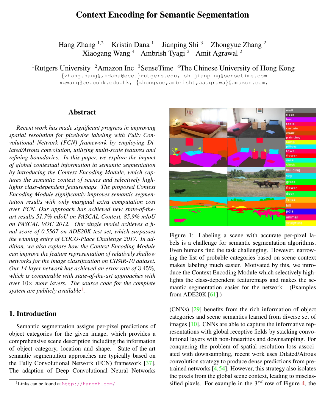 Cover for Context Encoding for Semantic Segmentation