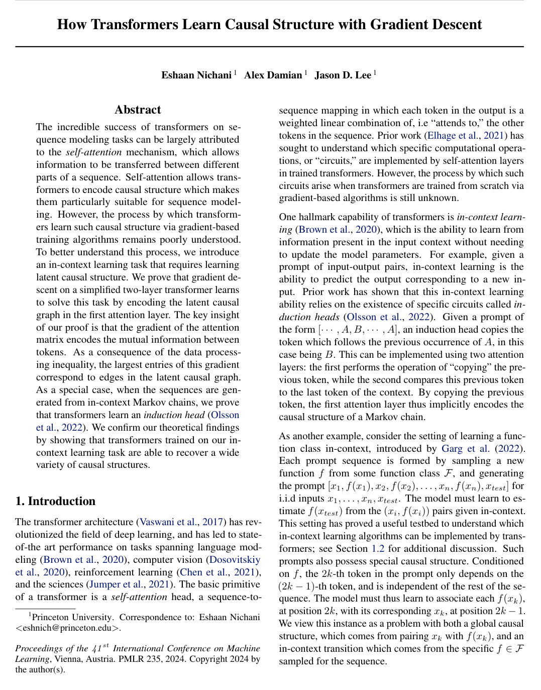 Cover for How Transformers Learn Causal Structure with Gradient Descent