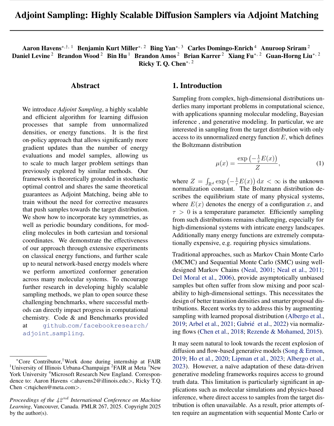 Adjoint Sampling: Highly Scalable Diffusion Samplers via Adjoint Matching