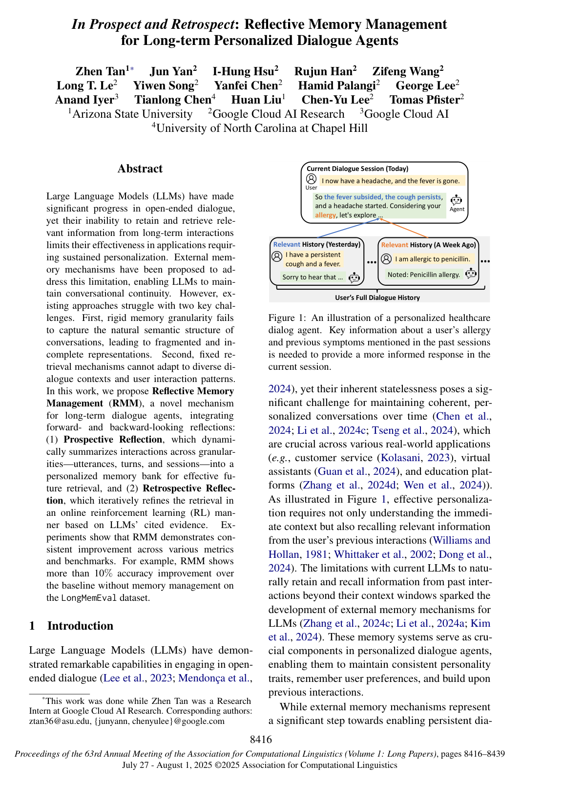 Cover for In Prospect and Retrospect: Reflective Memory Management for Long-term Personalized Dialogue Agents