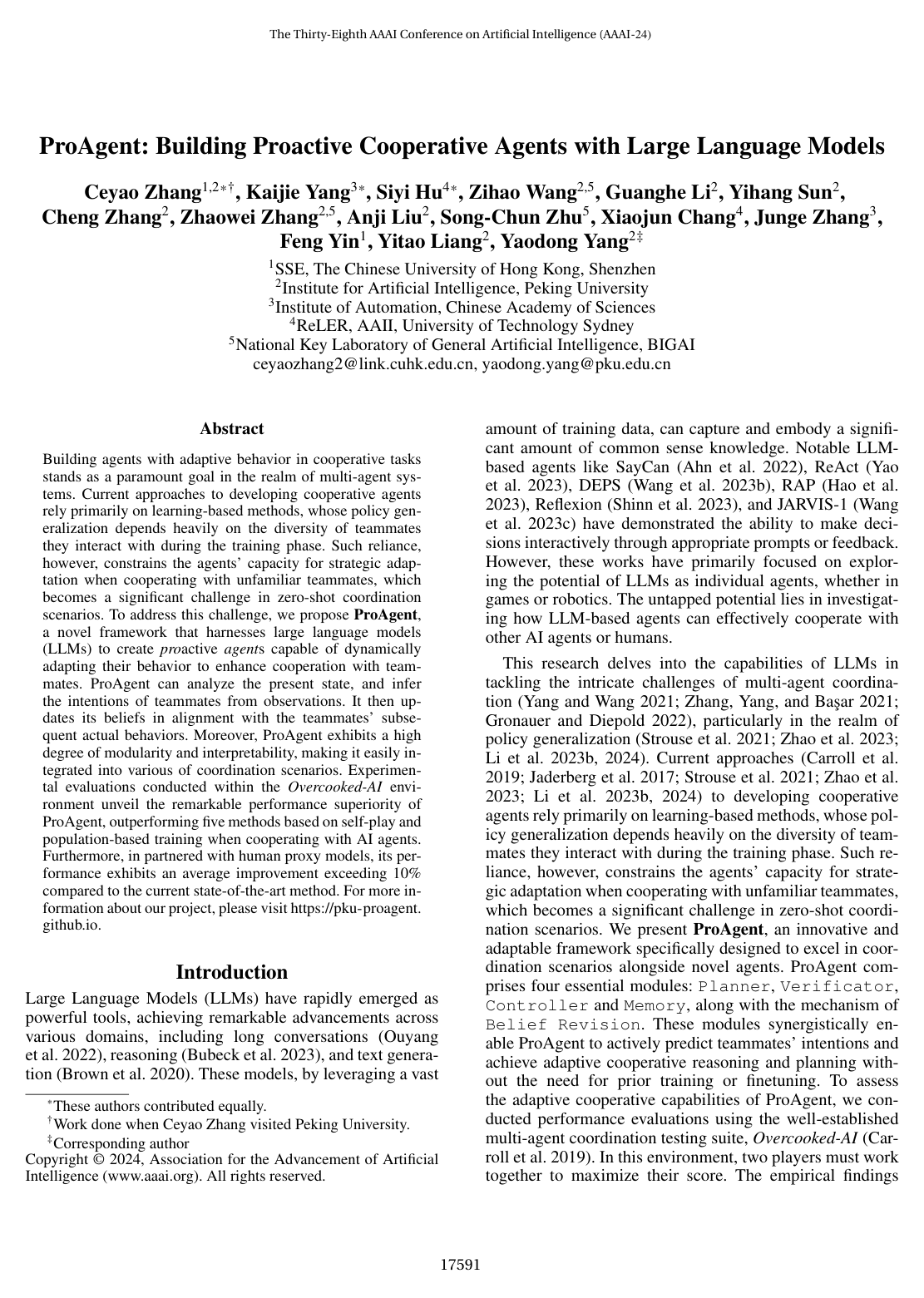 Cover for ProAgent: Building Proactive Cooperative Agents with Large Language Models