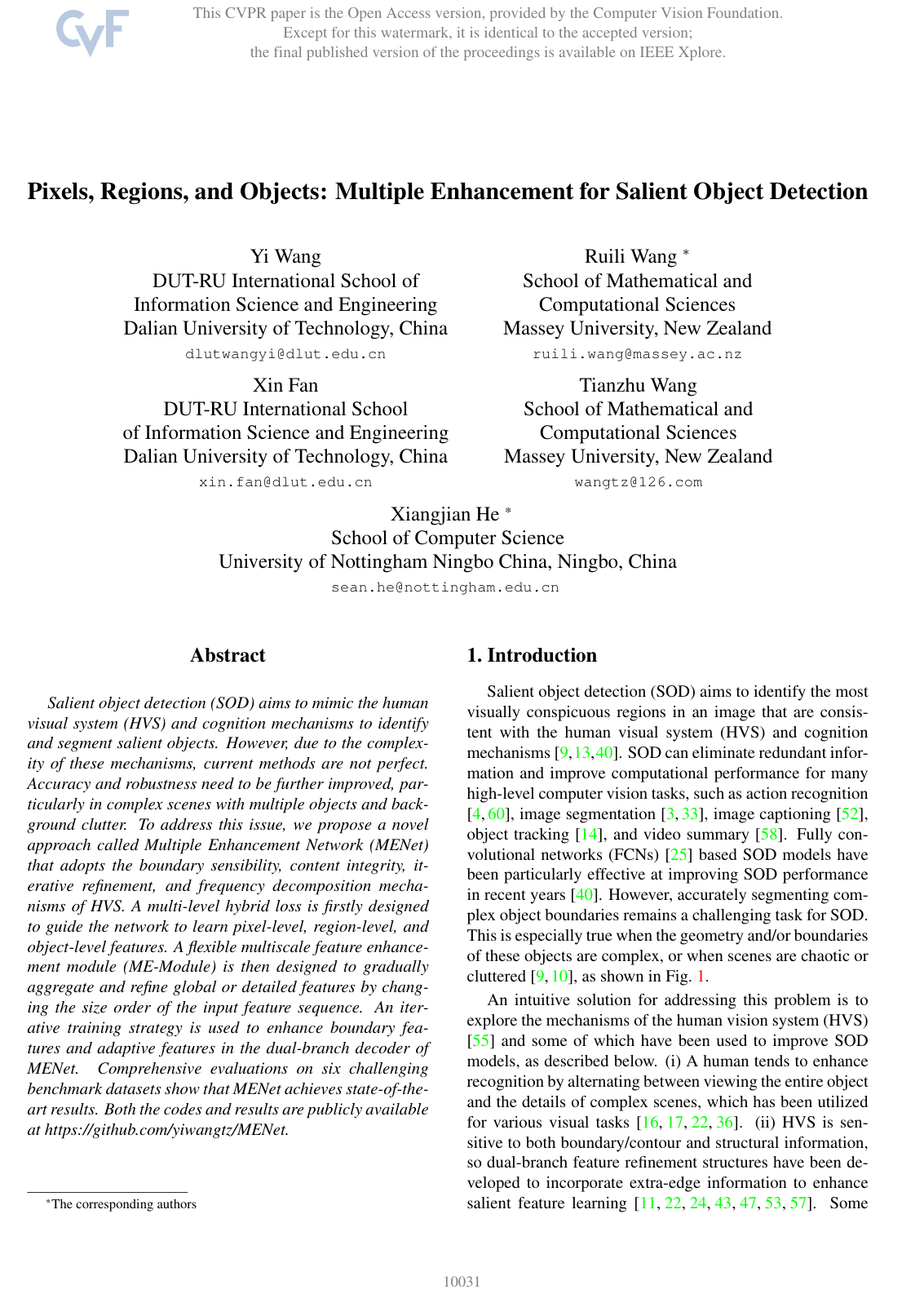 Pixels, Regions, and Objects: Multiple Enhancement for Salient Object Detection